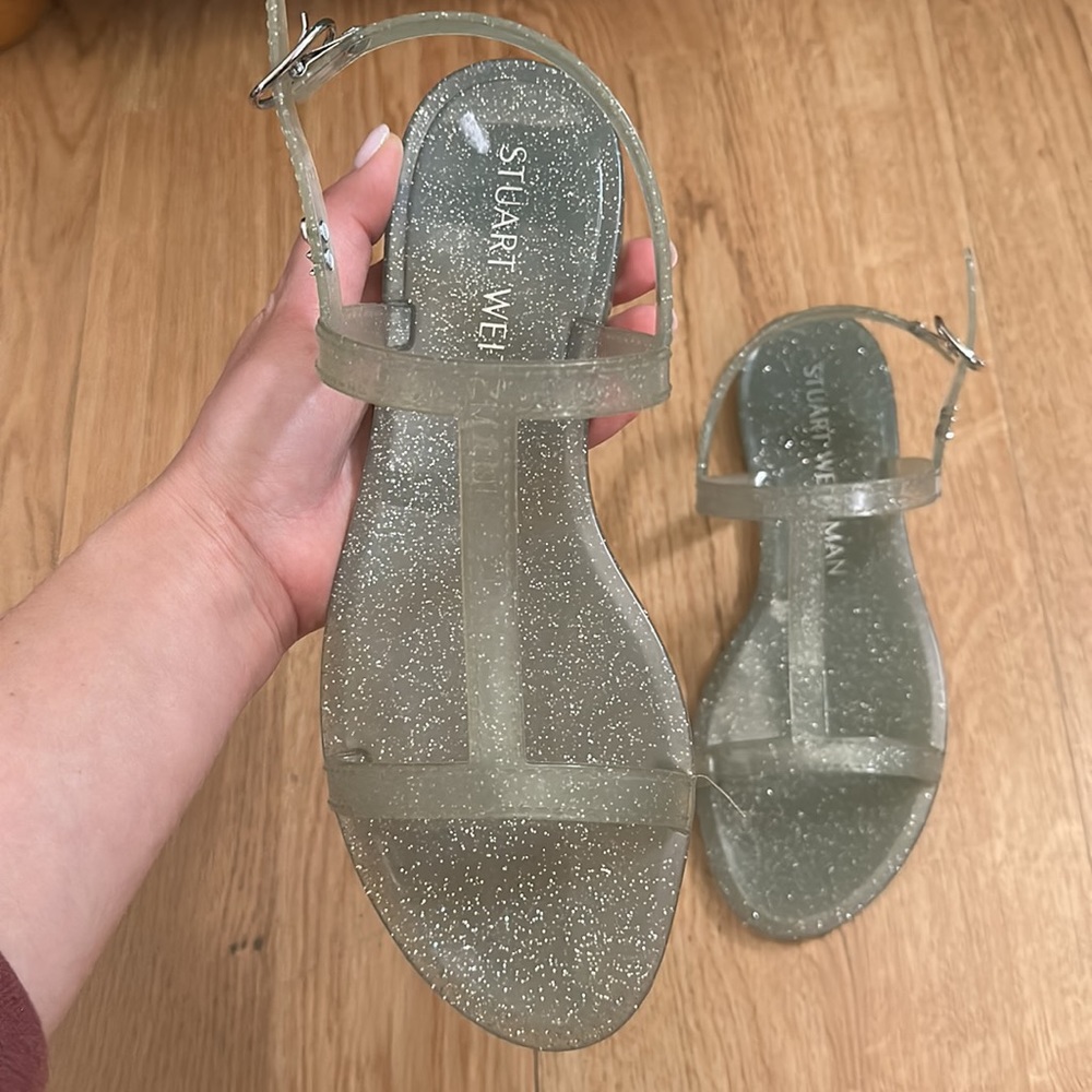 Stuart Weitzman Glitter Sandals - Silver - Picture 4 of 8